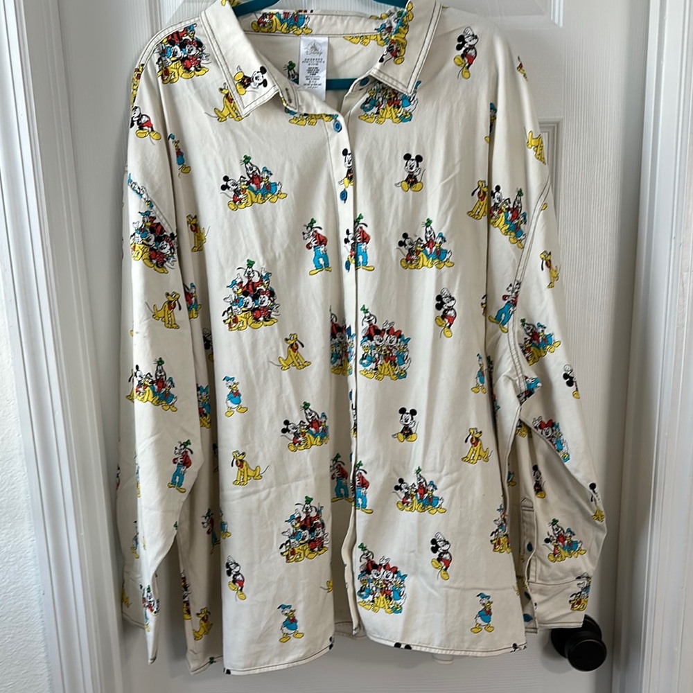 Disney Cream Cartoon Print Men's Shirt